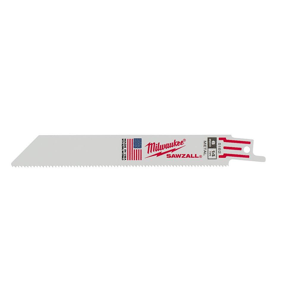 Milwaukee® SAWZALL® 48-00-8182 Double Duty Thin Kerf Reciprocating Saw Blade, 6 in L x 3/4 in W, 14 TPI, Bi-Metal Body, Universal/Toothed Edge Tang