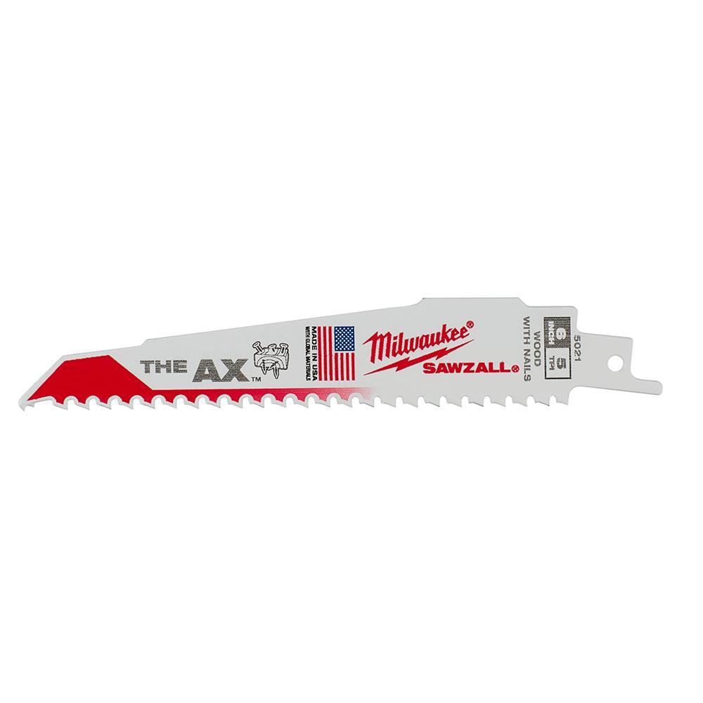 Milwaukee® 48-01-2001 The Ax™ SAWZALL® Demo Profile Reciprocating Saw Blade, 6 in L x 1 in W, 5 TPI, Universal Tang