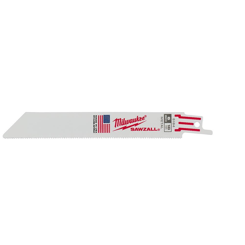 Milwaukee® 48-01-2164 SAWZALL® Thin Kerf Profile Reciprocating Saw Blade, 6 in L x 3/4 in W, 18 TPI
