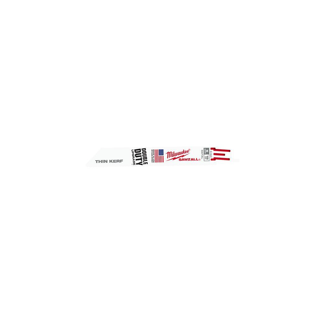 Milwaukee® 48-01-2184 SAWZALL® Thin Kerf Profile Reciprocating Saw Blade, 6 in L x 3/4 in W, 18 TPI, Universal Tang