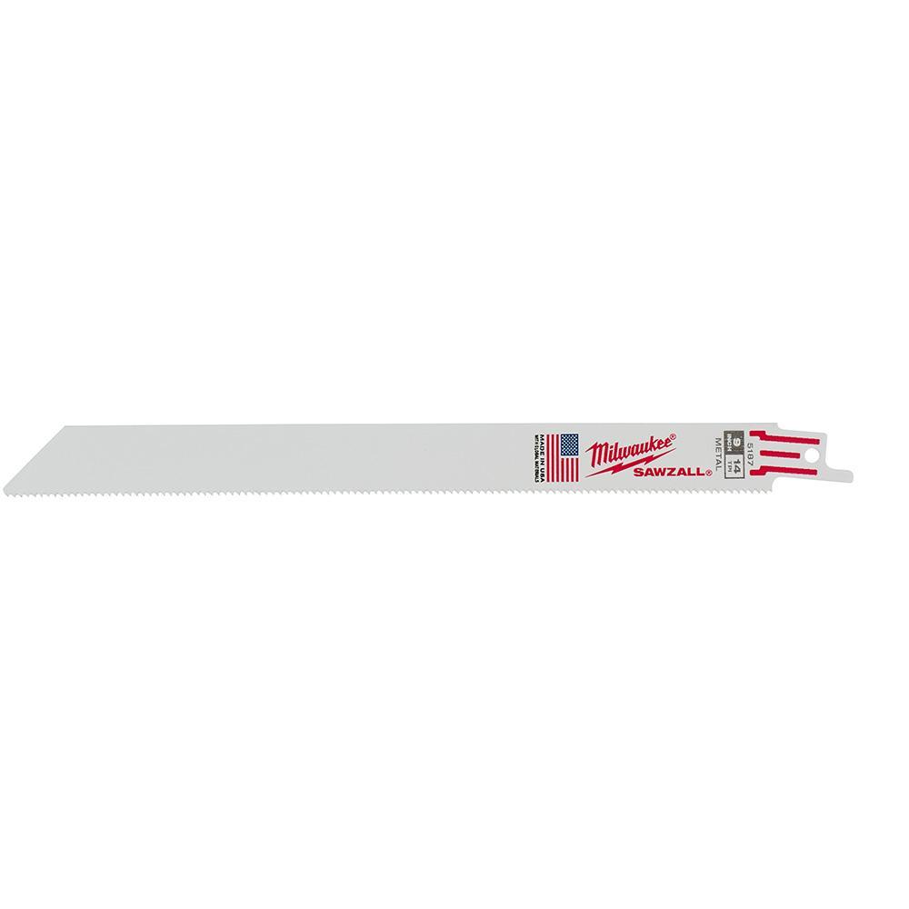 Milwaukee® SAWZALL® 48-01-6187 Double Duty Straight Back Thin Kerf Reciprocating Saw Blade, 9 in L x 3/4 in W, 14 TPI, Bi-Metal Body, Universal/Toothed Edge Tang