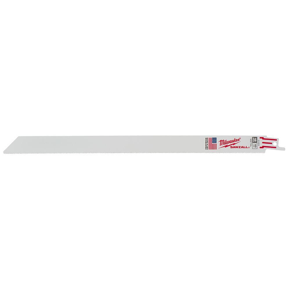 Milwaukee® SAWZALL® 48-01-6189 Double Duty Thin Kerf Reciprocating Saw Blade, 12 in L x 3/4 in W, 18 TPI, Bi-Metal Body, Universal/Toothed Edge Tang