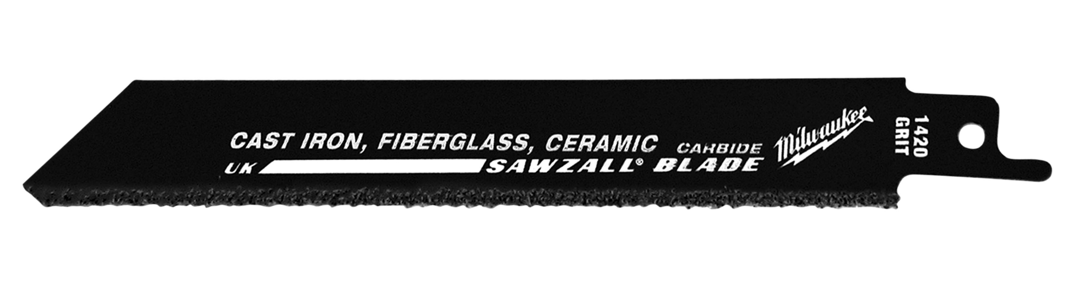 Milwaukee® SAWZALL® 48-01-6420 Straight Back Reciprocating Saw Blade, 6 in L x 3/4 in W, Tungsten Carbide Body, Universal/Toothed Edge Tang