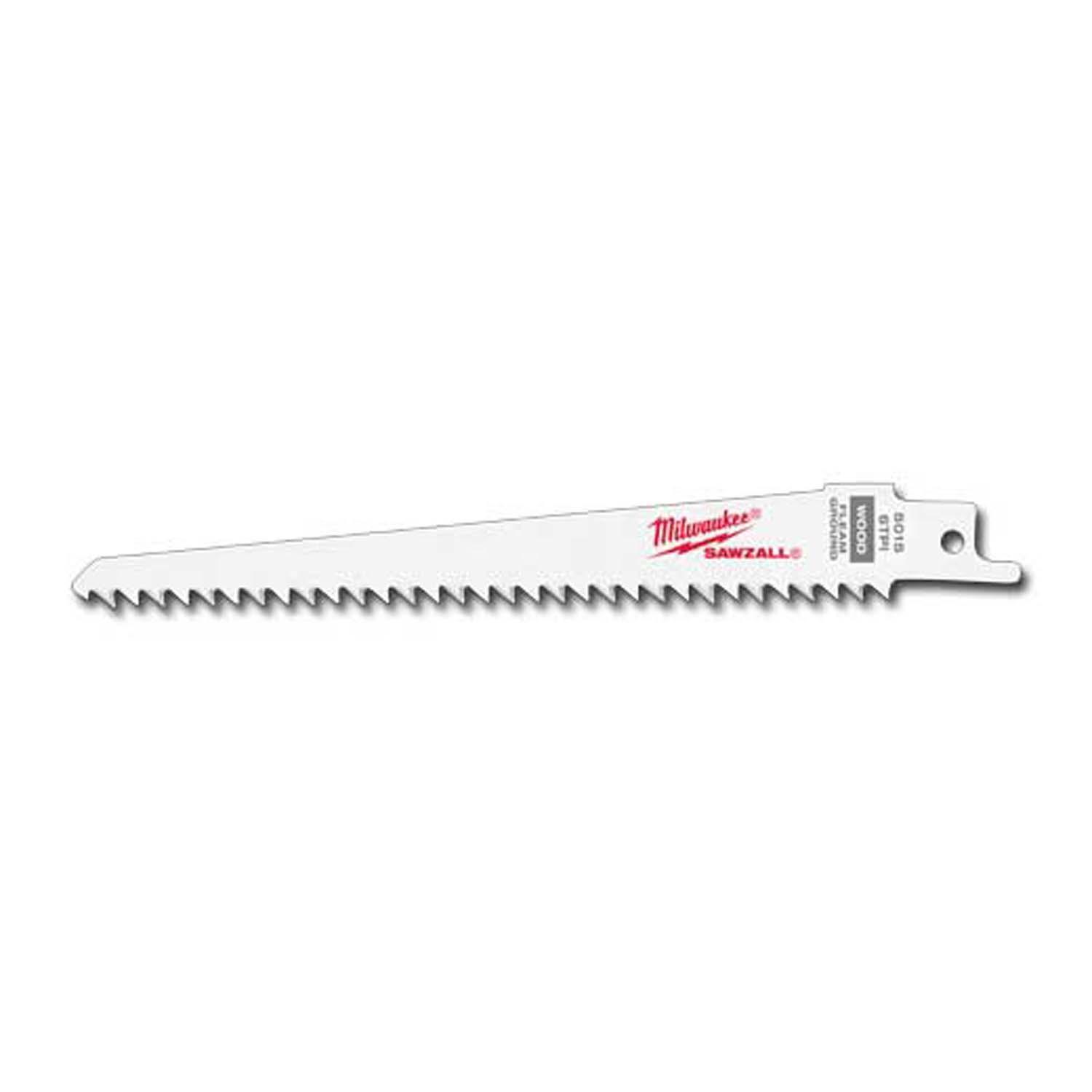 Milwaukee® SAWZALL® 48-01-7015 Thin Kerf Reciprocating Saw Blade, 6 in L x 3/4 in W, 6 TPI, Bi-Metal Body, Universal/Toothed Edge Tang