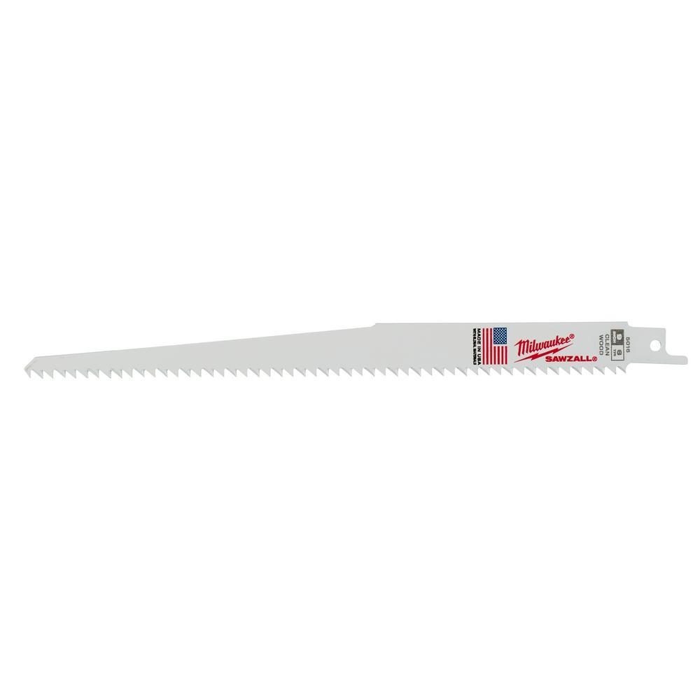 Milwaukee® SAWZALL® 48-01-7016 Reciprocating Saw Blade, 9 in L x 3/4 in W, 6 TPI, Bi-Metal Body, Universal/Toothed Edge Tang