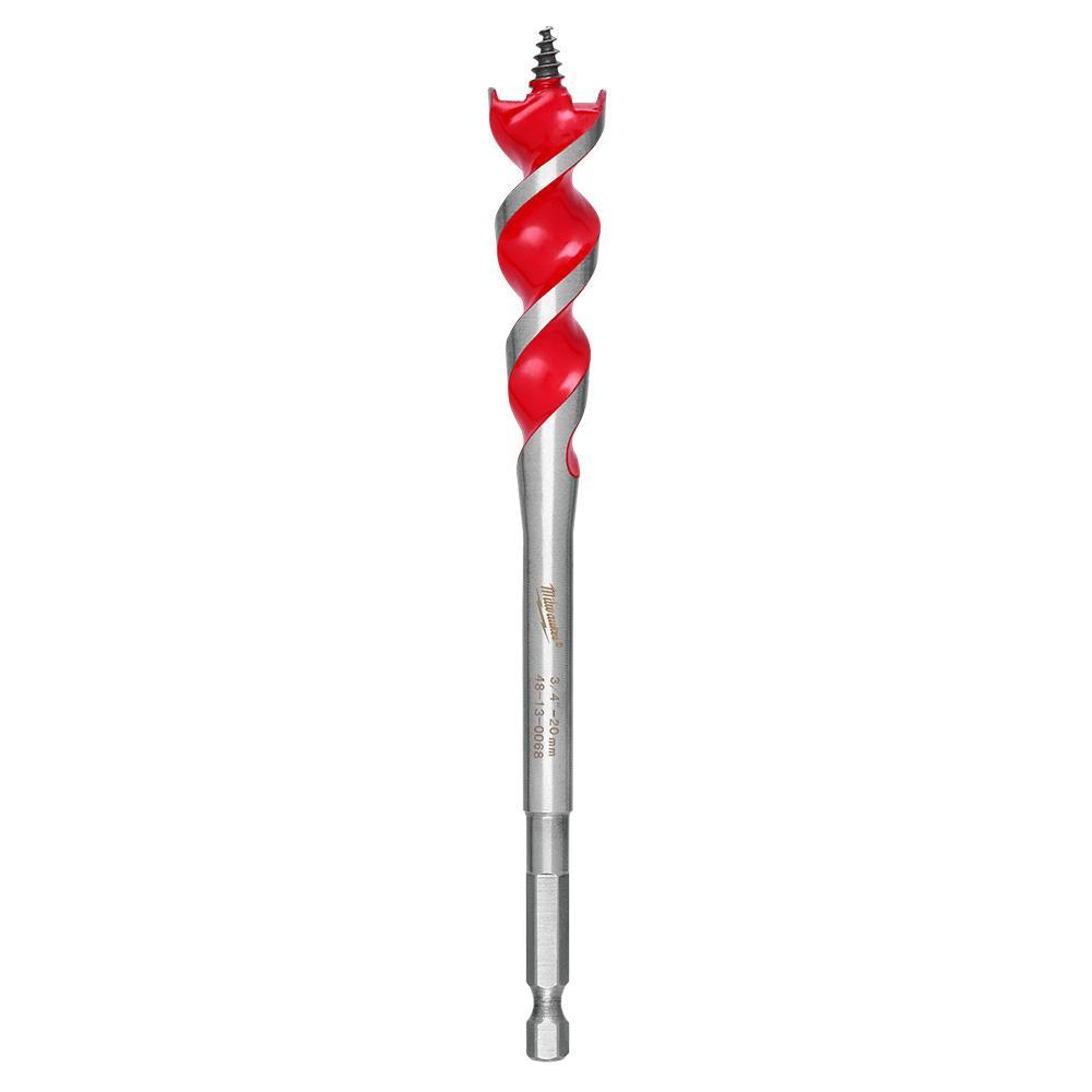 Milwaukee® Speed Feed™ 48-13-0068 Self-Feed Wood Bit, 3/4 in Dia, 6-1/2 in OAL, 3 in L Back Tapered Flute, 1/4 in Shank