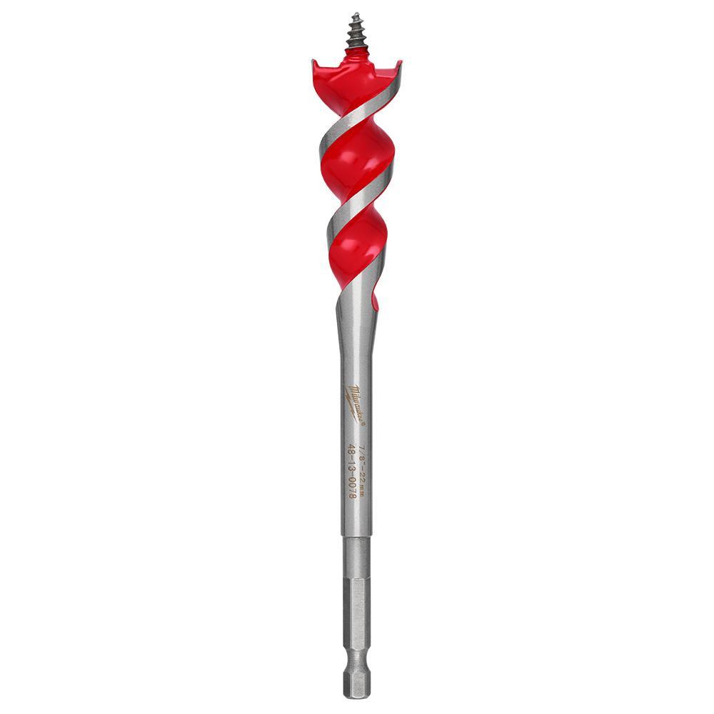 Milwaukee® Speed Feed™ 48-13-0078 Self-Feed Wood Bit, 7/8 in Dia, 6-1/2 in OAL, 3 in L Back Tapered Flute, 1/4 in Shank
