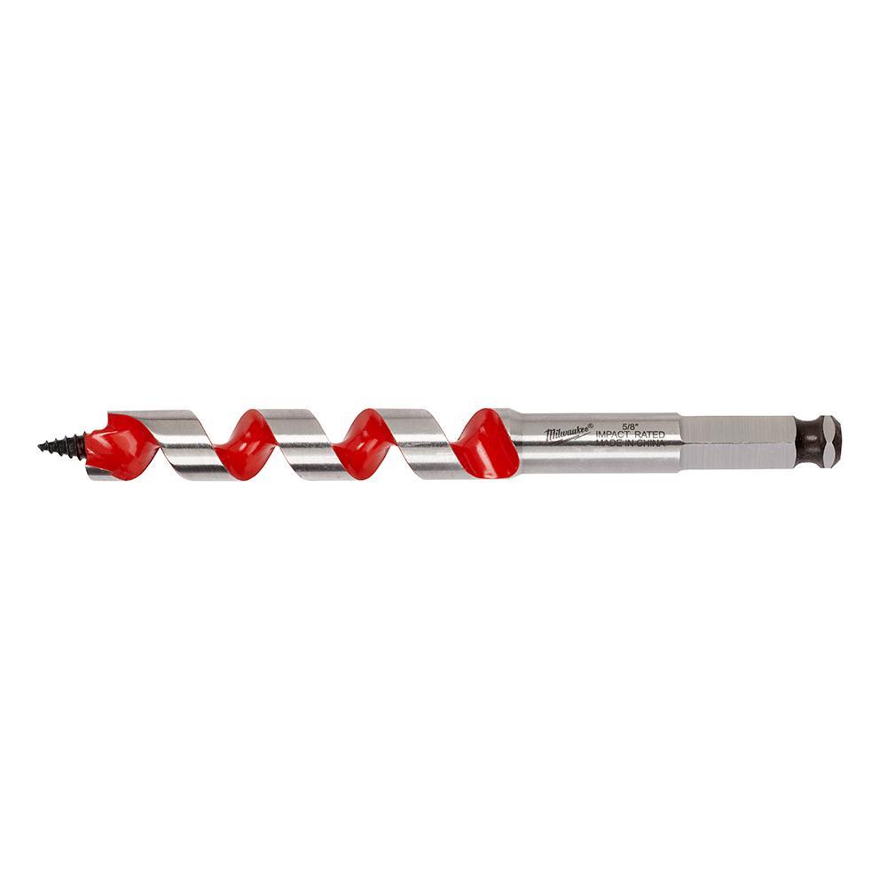 Milwaukee® 48-13-0623 Short Ship Auger Bit, 5/8 in Dia, 6 in OAL, 3 in L Wide Flute, 7/16 in Shank