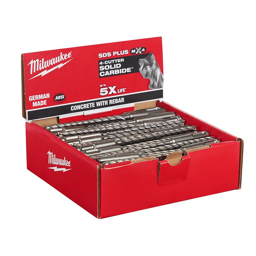 Milwaukee® 48-20-7990 MX4™ 4-Cutter Single Ended Hammer Drill Bit, 3/16 in Drill Bit, SDS-Plus® Shank, Carbide Cutting Edge, 6 in OAL