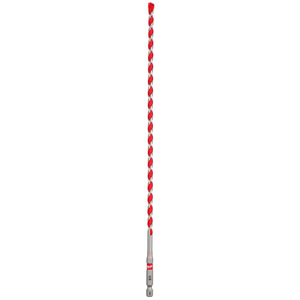 Milwaukee® 48-20-9012 SHOCKWAVE™ Single Ended Hammer Drill Bit, 1/4 in Drill Bit, 1/4 in 3-Flat Shank, 10 in D Cutting, Carbide Cutting Edge, 12 in OAL