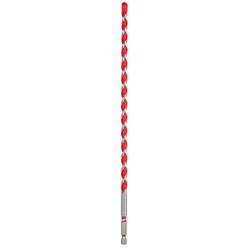 Milwaukee® 48-20-9017 SHOCKWAVE™ Single Ended Hammer Drill Bit, 5/16 in Drill Bit, 5/16 in 3-Flat Shank, 10 in D Cutting, Carbide Cutting Edge, 12 in OAL