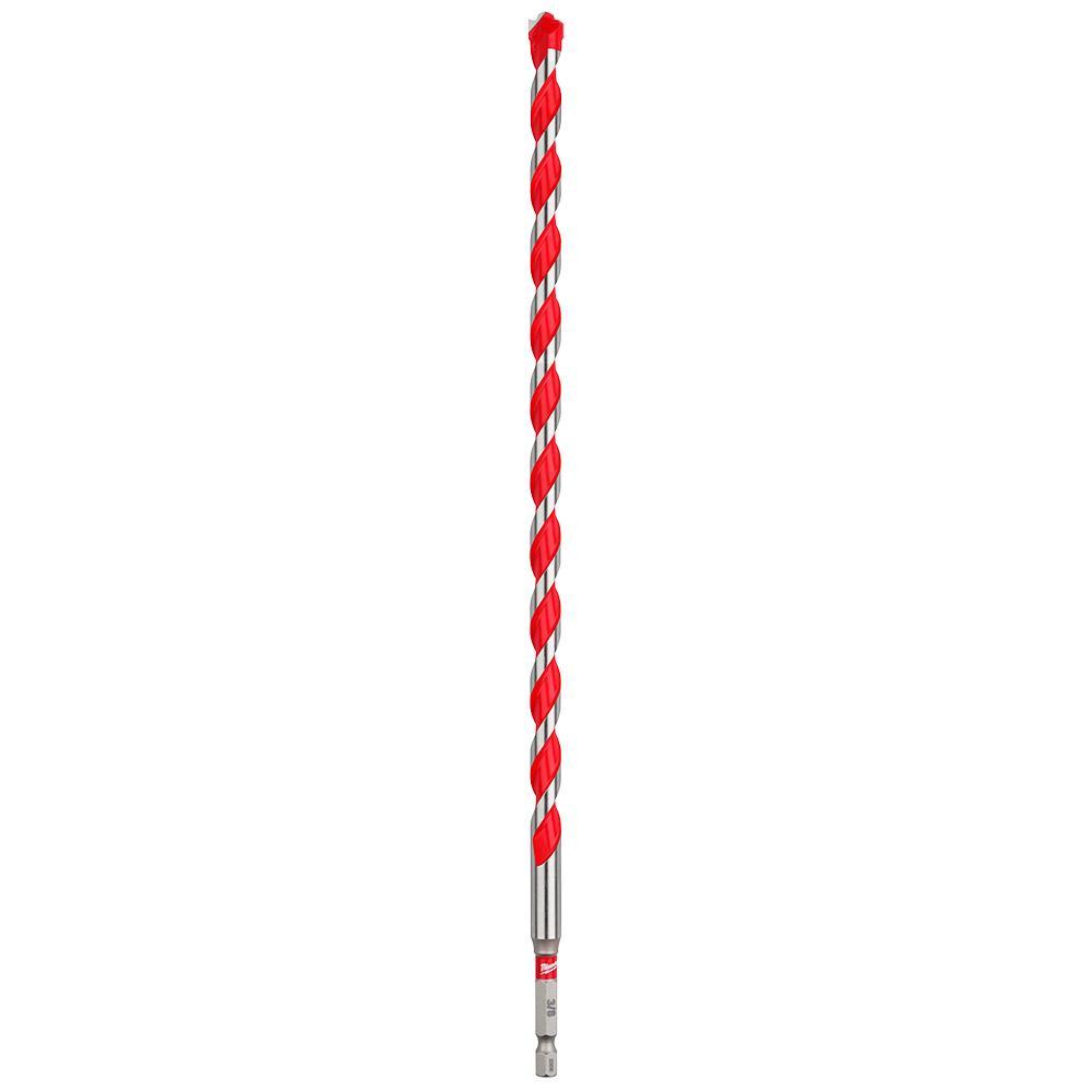 Milwaukee® 48-20-9022 SHOCKWAVE™ Single Ended Hammer Drill Bit, 3/8 in Drill Bit, 3/8 in 3-Flat Shank, 10 in D Cutting, Carbide Cutting Edge, 12 in OAL
