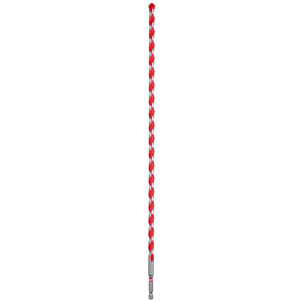 Milwaukee® 48-20-9023 SHOCKWAVE™ Single Ended Hammer Drill Bit, 3/8 in Drill Bit, 3/8 in 3-Flat Shank, 16 in D Cutting, Carbide Cutting Edge, 18 in OAL