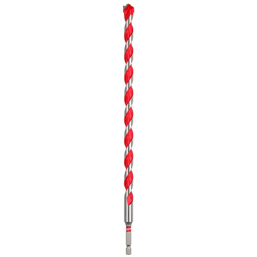 Milwaukee® 48-20-9031 SHOCKWAVE™ Single Ended Hammer Drill Bit, 1/2 in Drill Bit, 3/8 in 3-Flat Shank, 10 in D Cutting, Carbide Cutting Edge, 12 in OAL