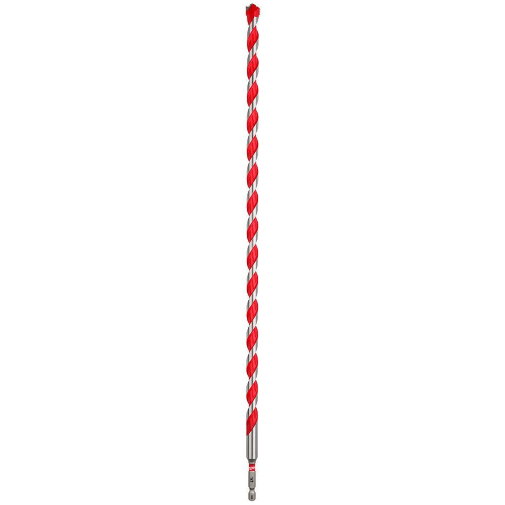 Milwaukee® 48-20-9032 SHOCKWAVE™ Single Ended Hammer Drill Bit, 1/2 in Drill Bit, 3/8 in 3-Flat Shank, 16 in D Cutting, Carbide Cutting Edge, 18 in OAL