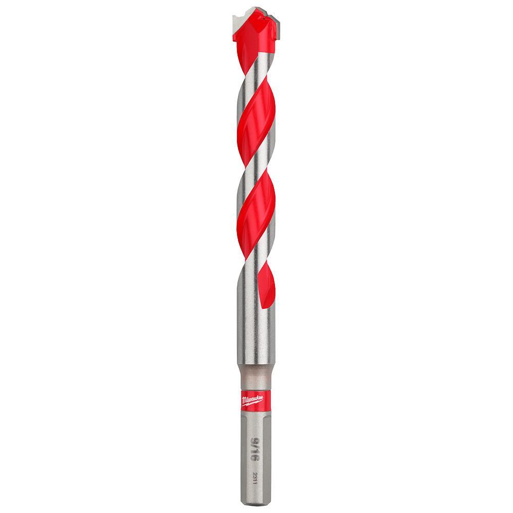Milwaukee® 48-20-9035 SHOCKWAVE™ Single Ended Hammer Drill Bit, 9/16 in Drill Bit, 3/8 in 3-Flat Shank, 4 in D Cutting, Carbide Cutting Edge, 6 in OAL