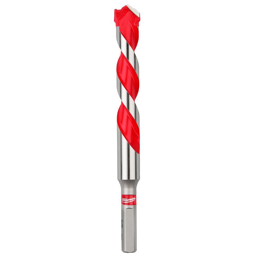 Milwaukee® 48-20-9040 SHOCKWAVE™ Single Ended Hammer Drill Bit, 5/8 in Drill Bit, 3/8 in 3-Flat Shank, 4 in D Cutting, Carbide Cutting Edge, 6 in OAL