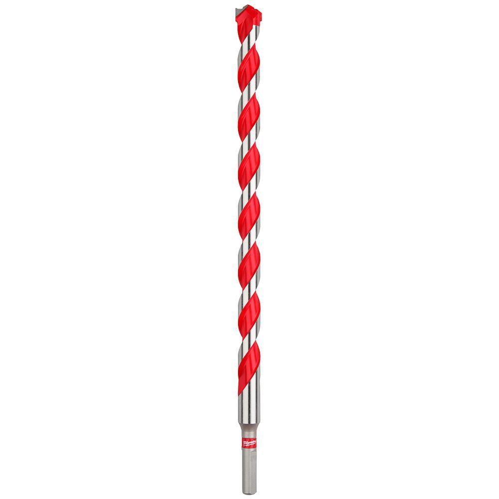 Milwaukee® 48-20-9041 SHOCKWAVE™ Single Ended Hammer Drill Bit, 5/8 in Drill Bit, 3/8 in 3-Flat Shank, 10 in D Cutting, Carbide Cutting Edge, 12 in OAL
