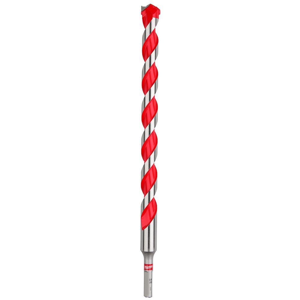 Milwaukee® 48-20-9046 SHOCKWAVE™ Single Ended Hammer Drill Bit, 3/4 in Drill Bit, 3/8 in 3-Flat Shank, 10 in D Cutting, Carbide Cutting Edge, 12 in OAL