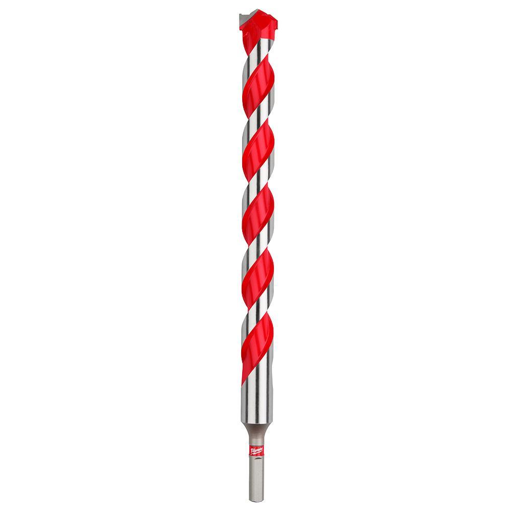 Milwaukee® 48-20-9048 SHOCKWAVE™ Single Ended Hammer Drill Bit, 7/8 in Drill Bit, 3/8 in 3-Flat Shank, 10 in D Cutting, Carbide Cutting Edge, 12 in OAL