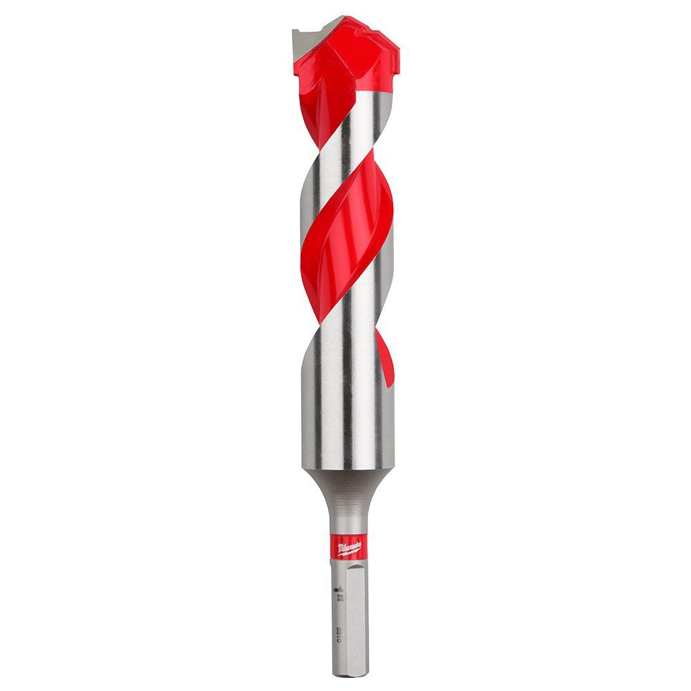 Milwaukee® 48-20-9049 SHOCKWAVE™ Single Ended Hammer Drill Bit, 1 in Drill Bit, 3/8 in 3-Flat Shank, 4 in D Cutting, Carbide Cutting Edge, 6 in OAL
