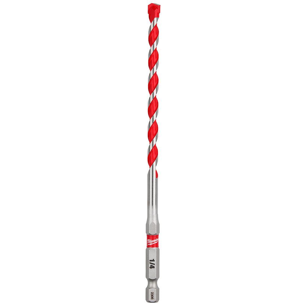 Milwaukee® 48-20-9111 SHOCKWAVE™ Single Ended Hammer Drill Bit, 1/4 in Drill Bit, 1/4 in Hex Shank, 4 in D Cutting, Carbide Cutting Edge, 6 in OAL