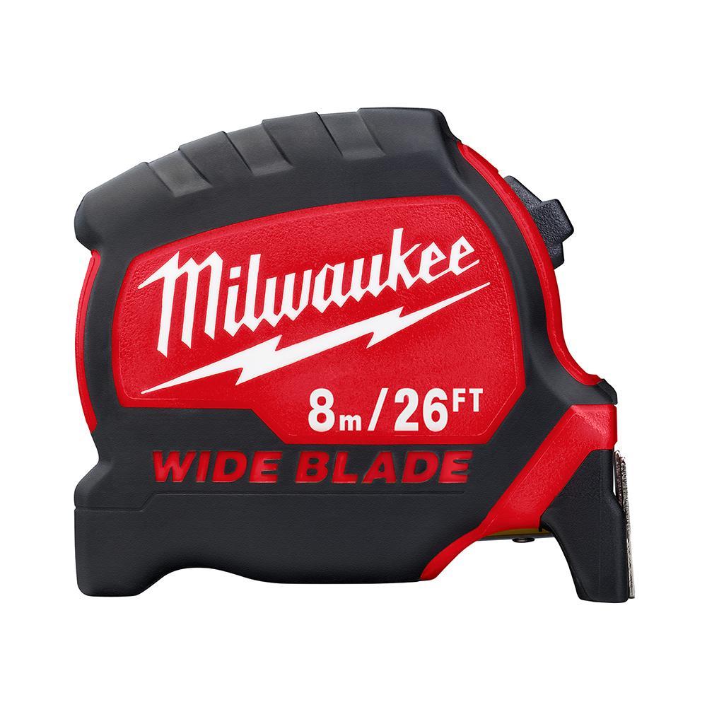 Milwaukee® 48-22-0226 Magnetic Wide Measuring Tape With Belt Clip, 26 ft L x 1-5/16 in W Blade, Steel Blade, 1/16 in, 1/8 in, 1/4 in, 1/2 in, 1 ft, 1 mm, 1 cm, 1 m Graduation