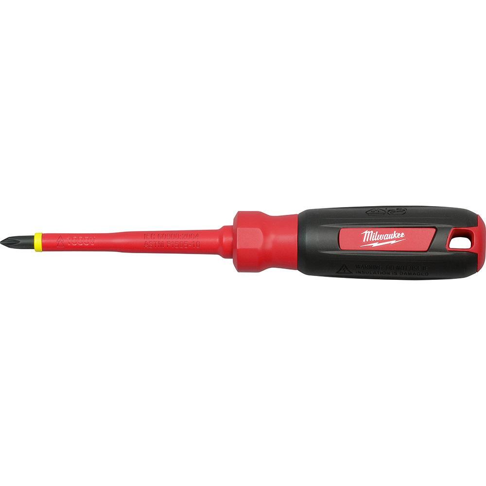 Milwaukee® 48-22-2212 Screwdriver, #2 Phillips® Point, Steel Shank, Plastic/Rubber Handle, ASTM F1505-10