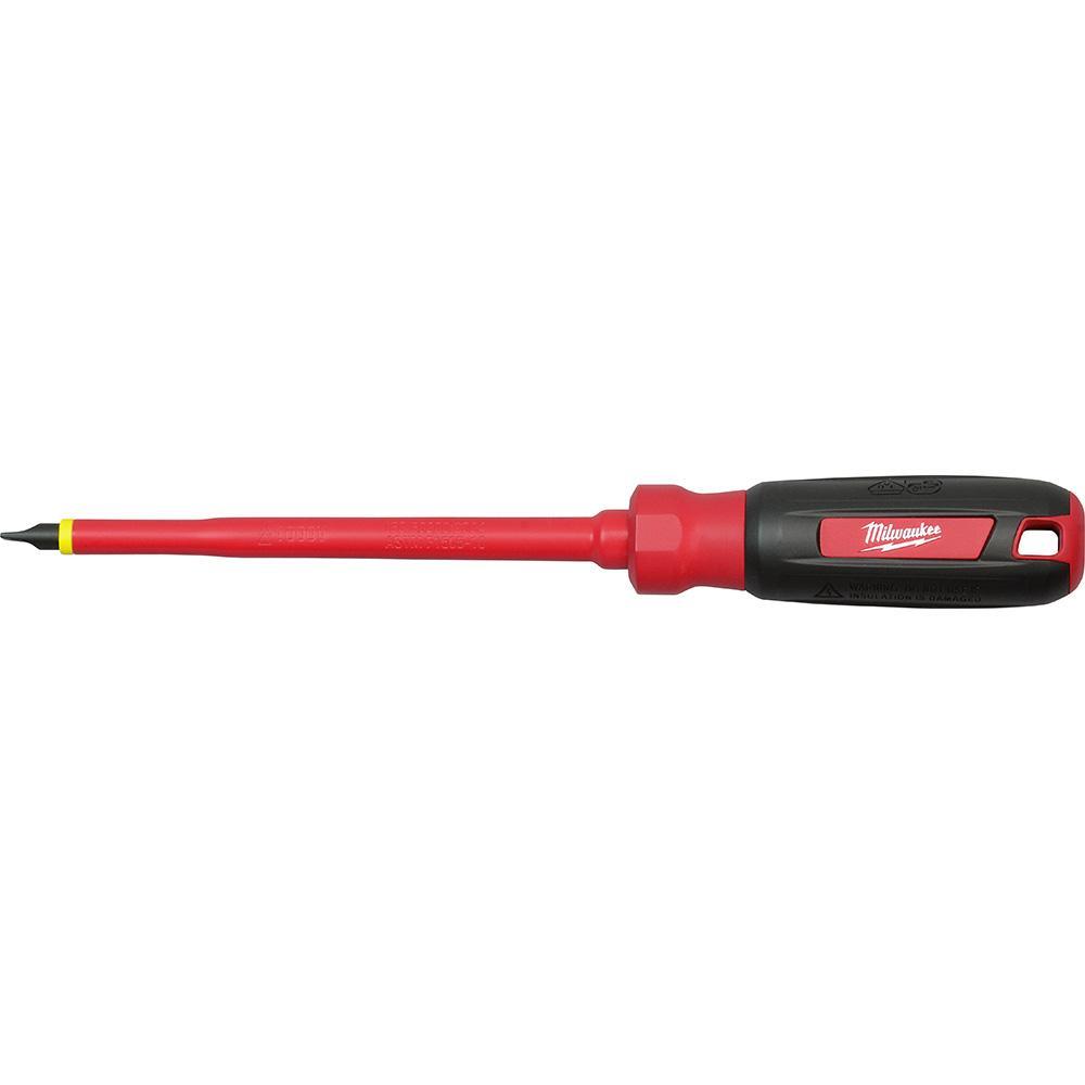 Milwaukee® 48-22-2221 Screwdriver, 1/4 in Slotted Point, Steel Shank, 6 in OAL, Plastic/Rubber Handle, ASTM F1505-10