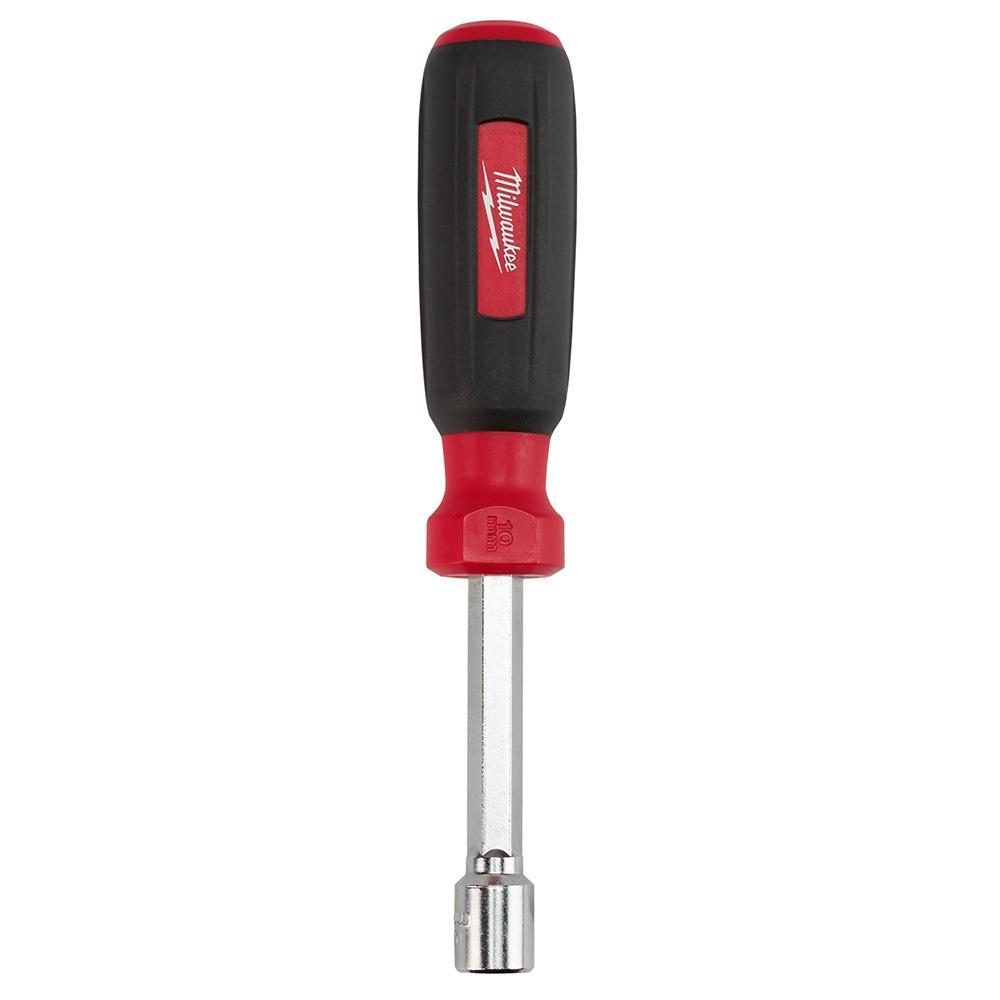 Milwaukee® 48-22-2436 Nut Driver, 10 mm, Hex/Hollow Shank, Black/Red Cushion Grip Handle, Polished Chrome