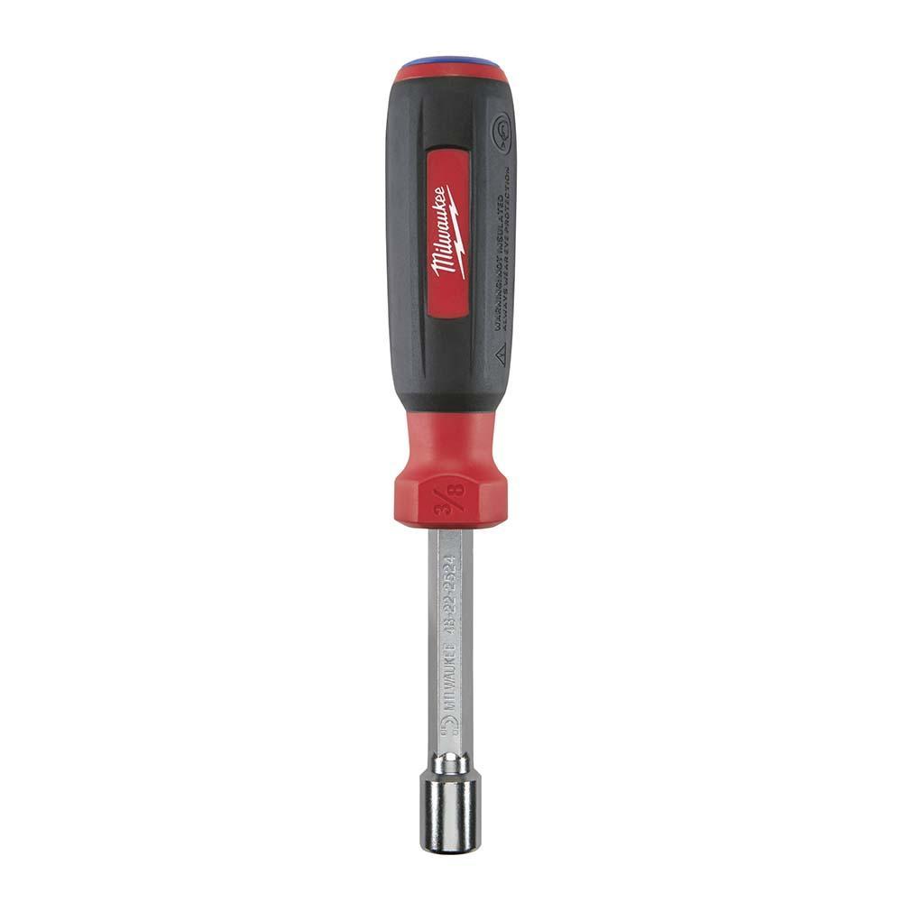 Milwaukee® HollowCore™ 48-22-2524 Magnetic Nut Driver, 3/8 in, Hex Shank, Black/Red, Polished Chrome