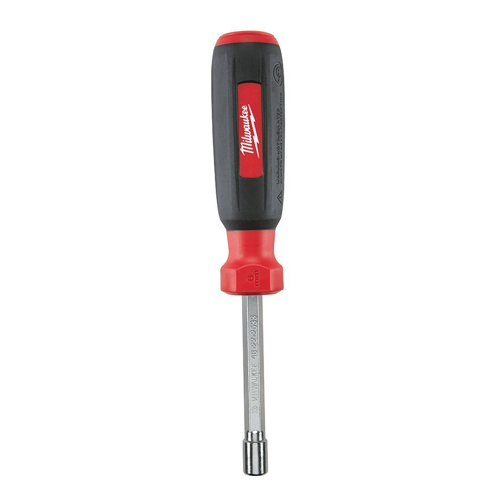 Milwaukee® HollowCore™ 48-22-2533 Magnetic Nut Driver, 6 mm, Hex Shank, Cushion Grip Handle, Polished Chrome