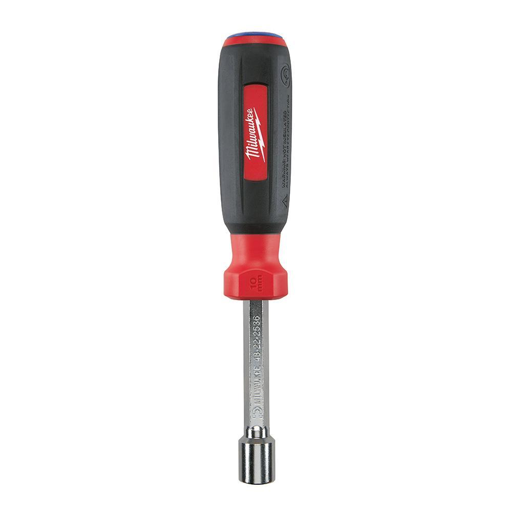 Milwaukee® HollowCore™ 48-22-2536 Magnetic Nut Driver, 10 mm, Hex Shank, Black/Red, Polished Chrome