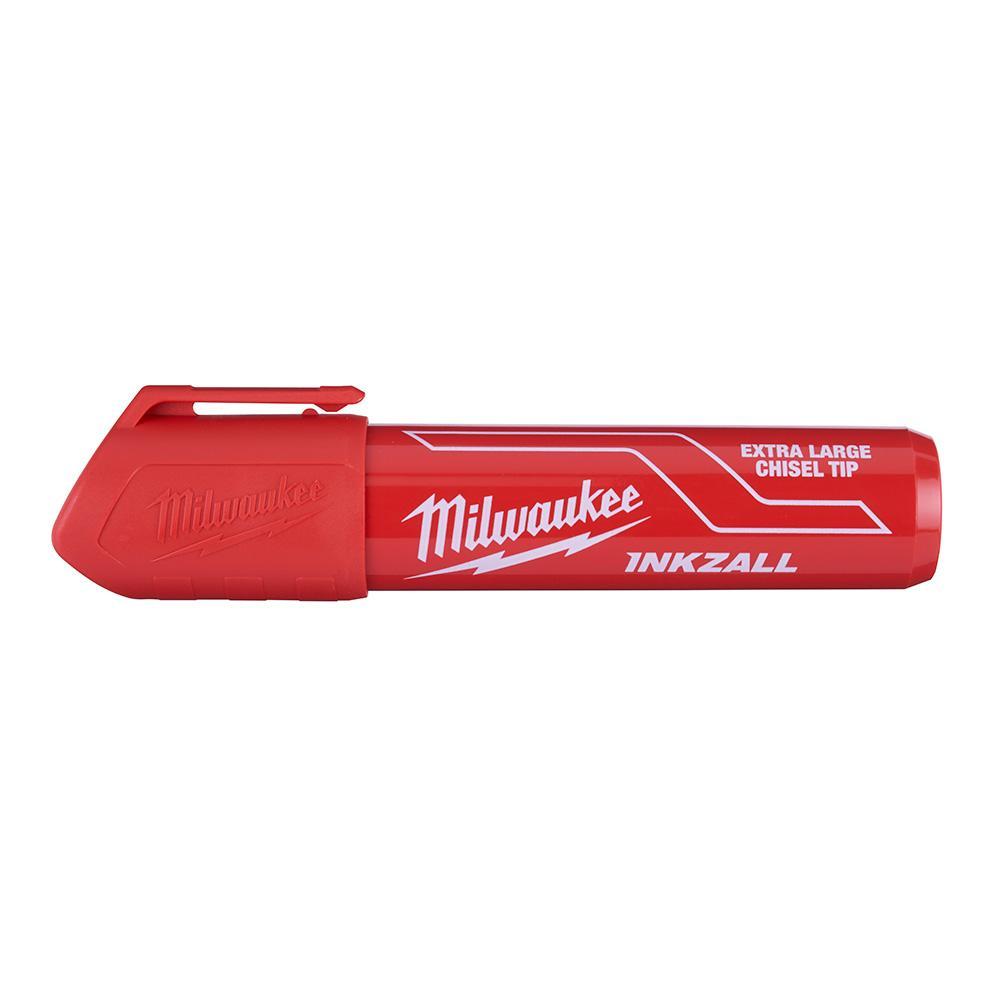 Milwaukee® INKZALL™ 48-22-3266 12-Piece Permanent Marker, Extra Large Chisel Tip, Plastic, Red