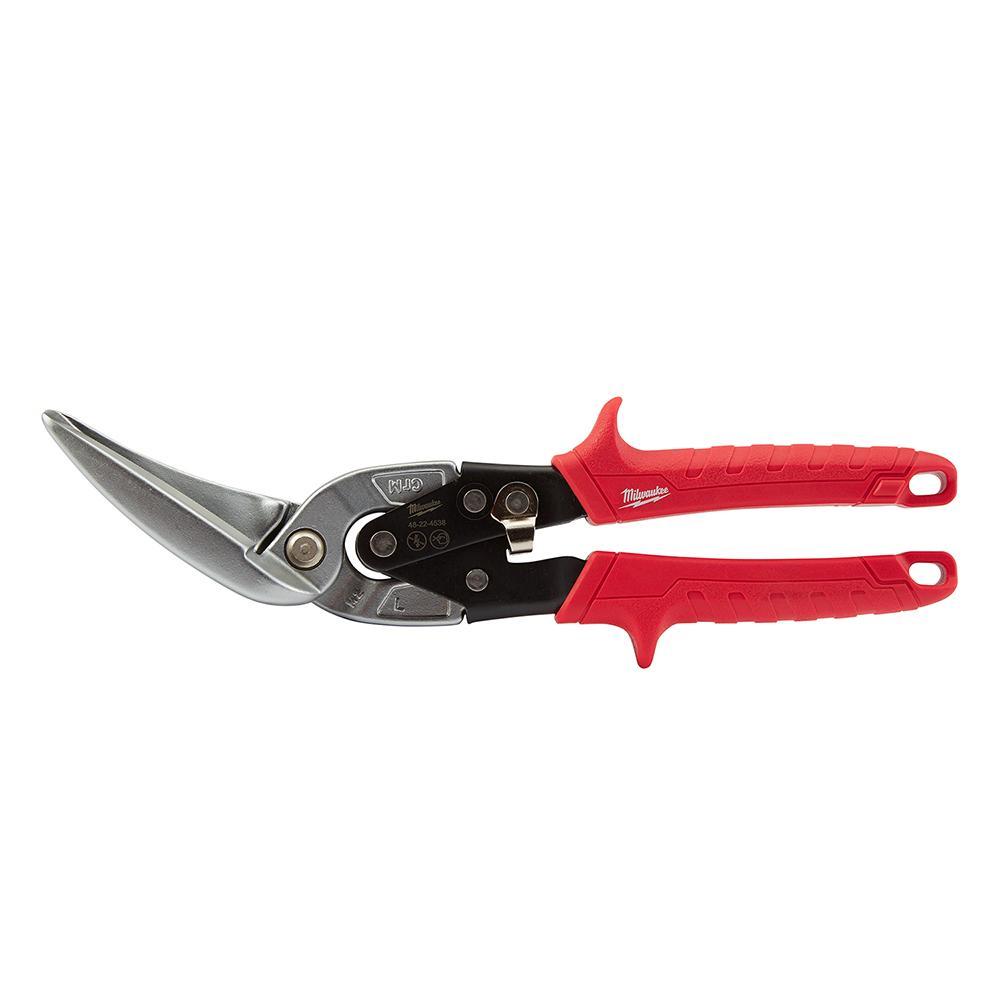 Milwaukee® 48-22-4538 Aviation Snip, 18 ga Cold Rolled Steel/22 ga Stainless Steel Cutting, 3-3/4 in L of Cut, Long Cutting Offset Snip, Steel Blade