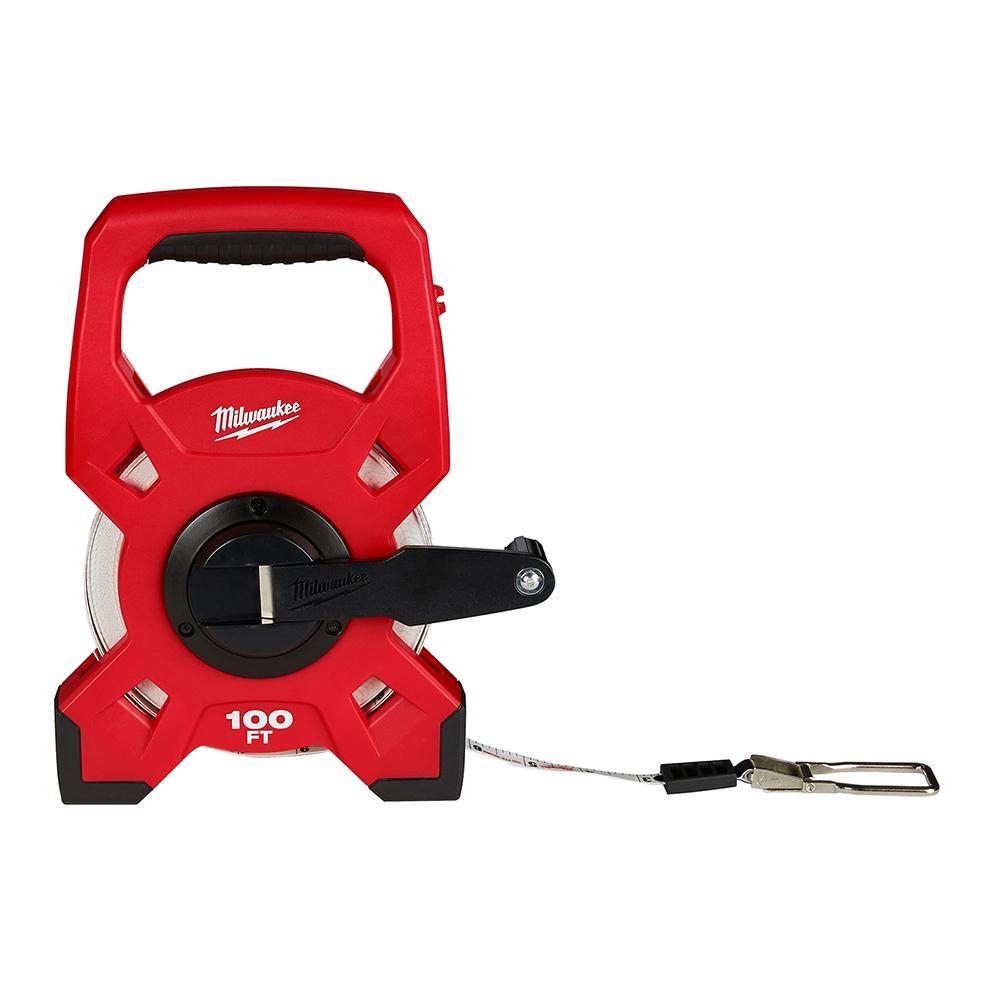 Milwaukee® 48-22-5301 Long Measuring Tape, 100 ft L x 1/2 in W Blade, Fiberglass Blade, 1/10 in Graduation