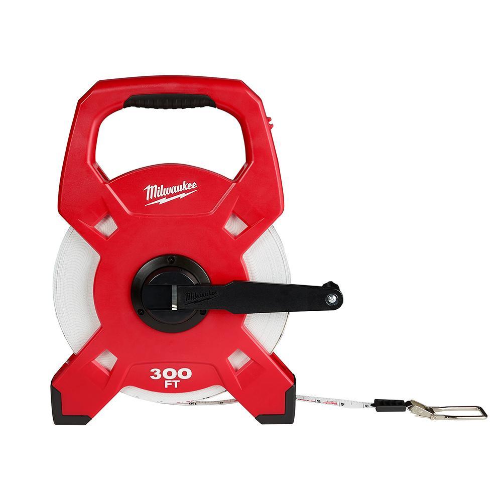 Milwaukee® 48-22-5303 Long Measuring Tape, 300 ft L x 1/2 in W Blade, Fiberglass Blade, 1/10 in Graduation