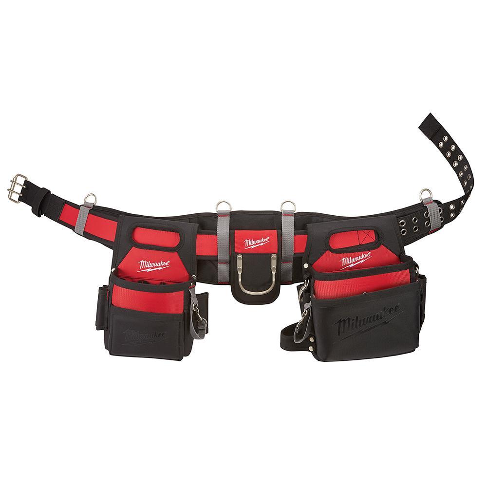 Milwaukee® 48-22-8110 Breathable Electrician's Work Belt, 29 Pockets, Denier Nylon, Black/Red