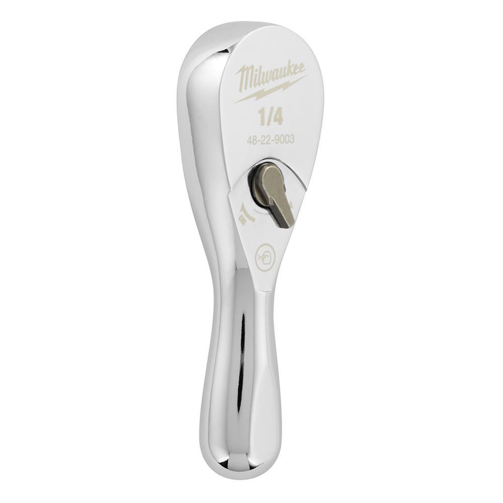 Milwaukee® 48-22-9003 Slim Profile Ratchet, 1/4 in Drive, 3 in OAL, Steel, Polished Chrome