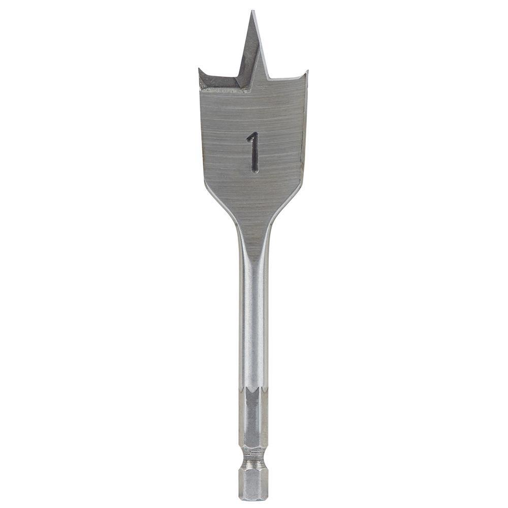 Milwaukee® 48-27-0013 Spade Boring Bit, 1 in Dia, 4-1/2 in OAL, Flat Flute, 1/4 in Shank