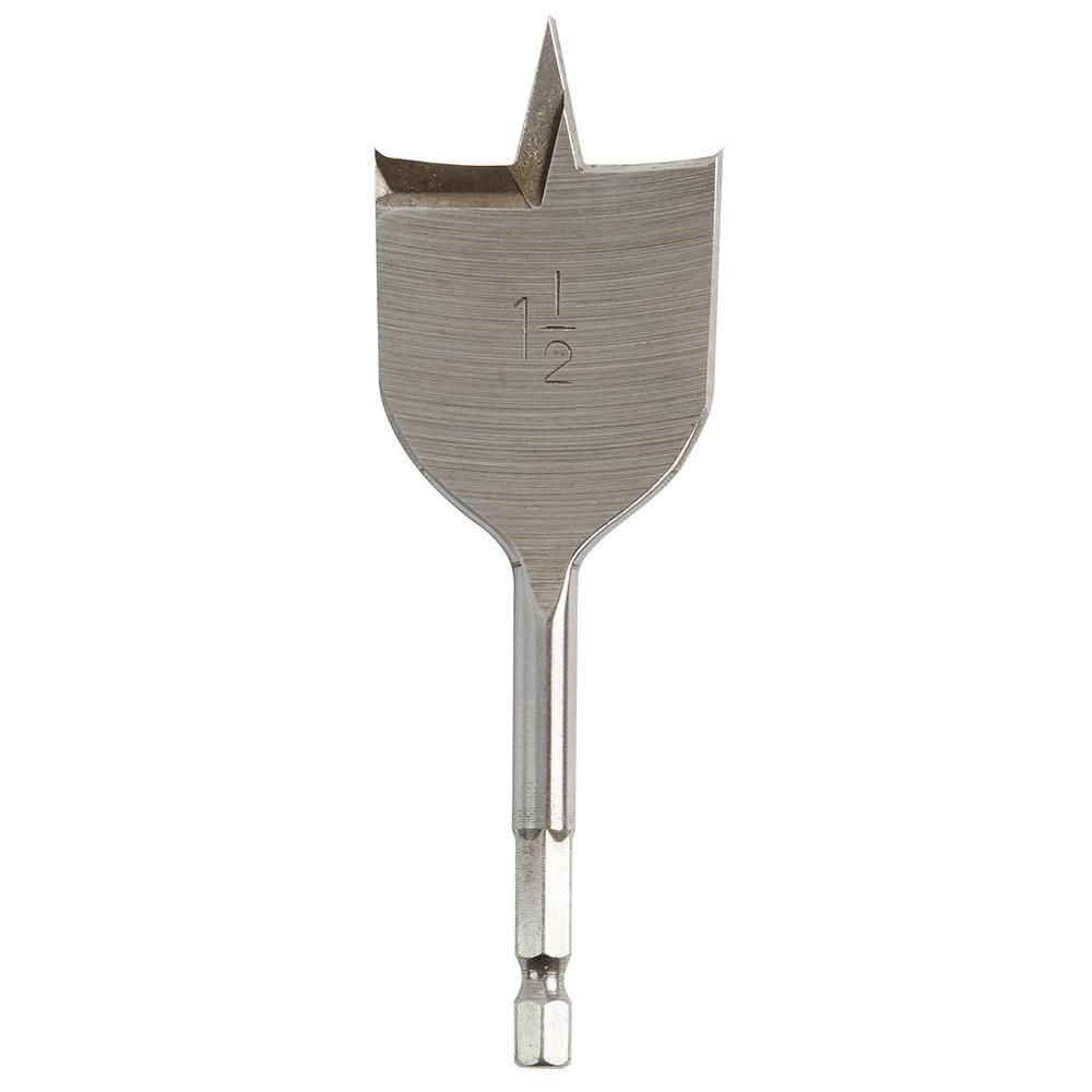 Milwaukee® 48-27-0017 Spade Boring Bit, 1-1/2 in Dia, 4-1/2 in OAL, Flat Flute, 1/4 in Shank