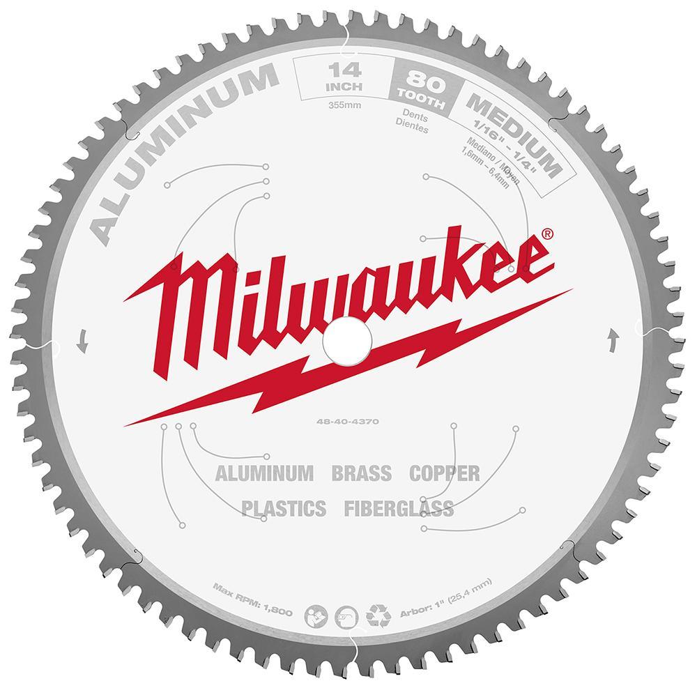 Milwaukee® 48-40-4370 Laser-Cut Circular Saw Blade, 14 in Dia x 0.05 in THK, 1 in Arbor, 80 Teeth