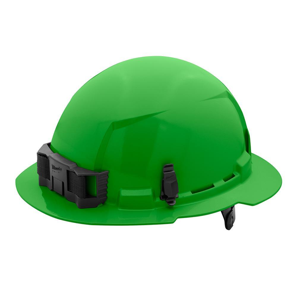 Milwaukee® 48-73-1127 Full Brim Hard Hat, 6-1/2 in Fits Mini Hat, 8-1/2 in Fits Max Hat, HDPE, 6-Point Ratchet Suspension, ANSI Electrical Class Rating: Class E, ANSI Impact Rating: ANSI/ISEA Z89.1 Type I, Quick Adjustment