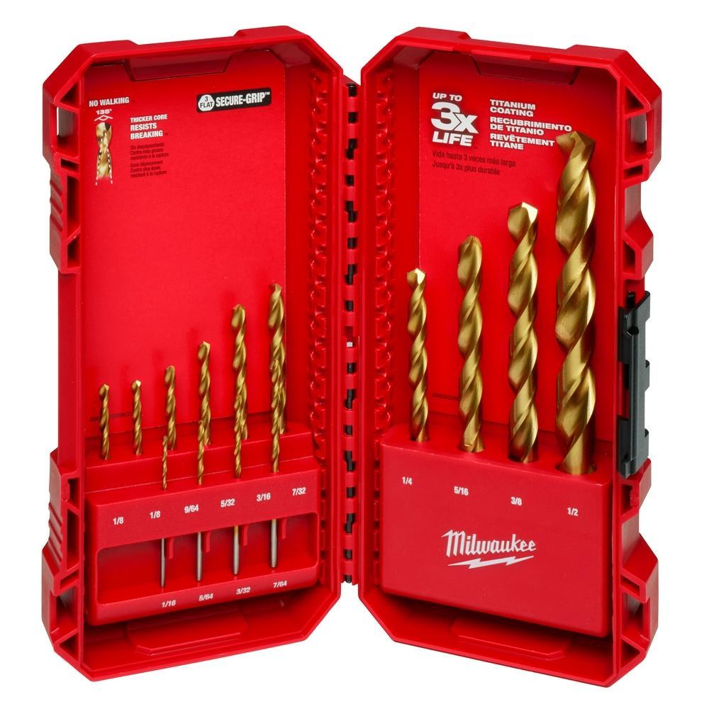 Milwaukee® Thunderbolt® 48-89-0011 Drill Bit Set, 14 Pieces, HSS, Titanium Coated