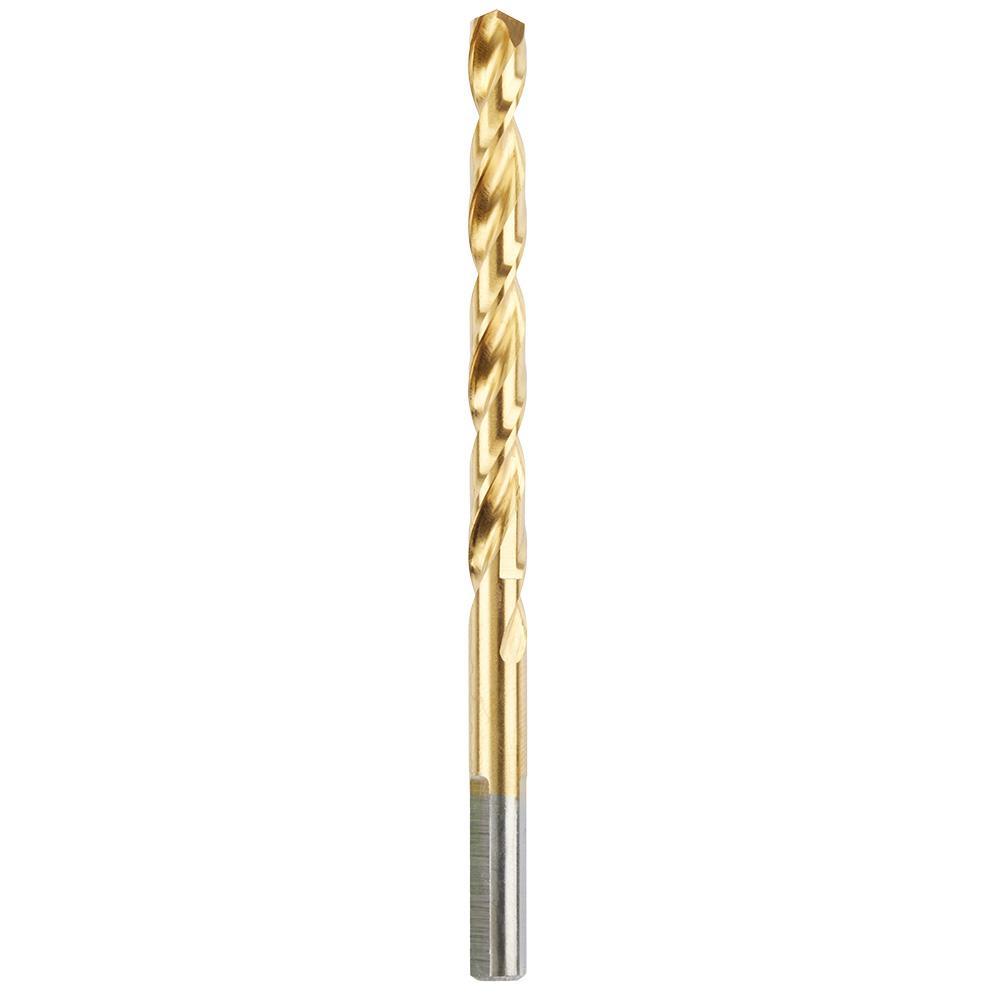Milwaukee® Thunderbolt® Secure-Grip™ 48-89-2213 Jobber Length Drill Bit, 1/4 in Drill - Fraction, 0.25 in Drill - Decimal Inch, 135 deg Point, Steel, Titanium Coated
