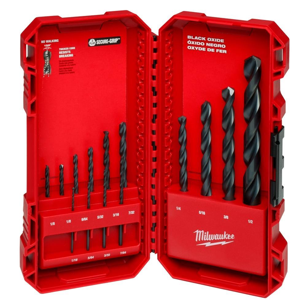 Milwaukee® THUNDERBOLT® 48-89-2800 Drill Bit Set, 1/16 in Min Drill Bit, 1/2 in Max Drill Bit, 135 deg Drill Point Angle, 14 Pieces, For Use With 3/8 in Chucks, Black Oxide