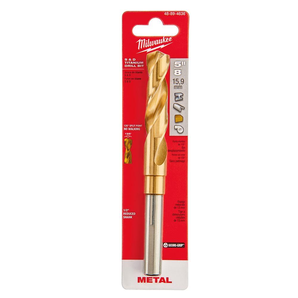 Milwaukee® 48-89-4636 Silver and Deming Drill Bit, 5/8 in Drill - Fraction, 0.625 in Drill - Decimal Inch, 1/2 in Shank, HSS