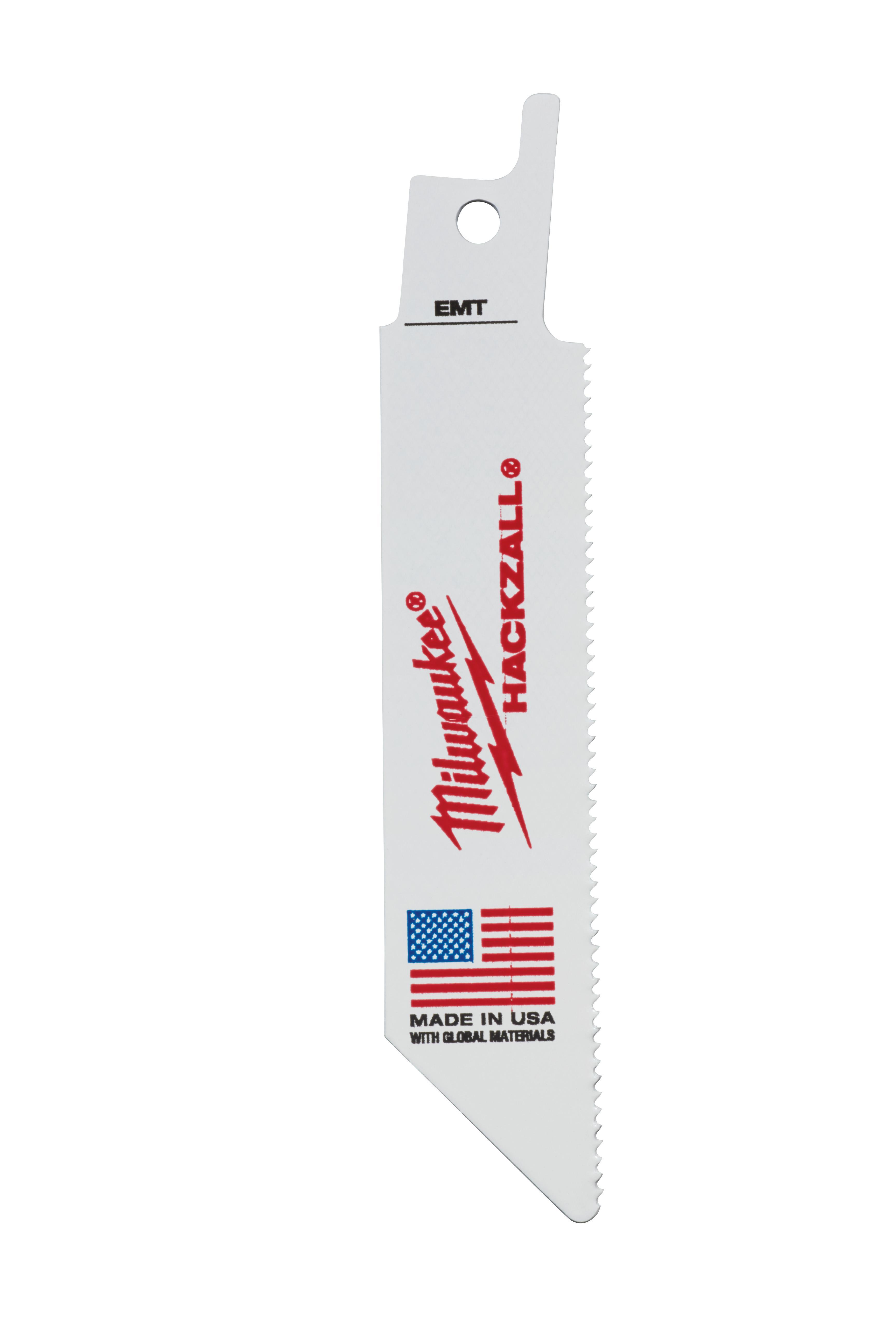 Milwaukee® HACKZALL™ 49-00-5418 Straight Back Thin Kerf Reciprocating Saw Blade, 4 in L x 3/4 in W, 18 TPI, Bi-Metal Body, Universal/Toothed Edge Tang