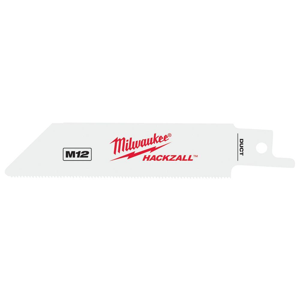 Milwaukee® 49-00-5424 Straight Back Thin Kerf Reciprocating Saw Blade, 4 in L x 3/4 in W, 24 TPI, Bi-Metal Body, Universal/Toothed Edge Tang