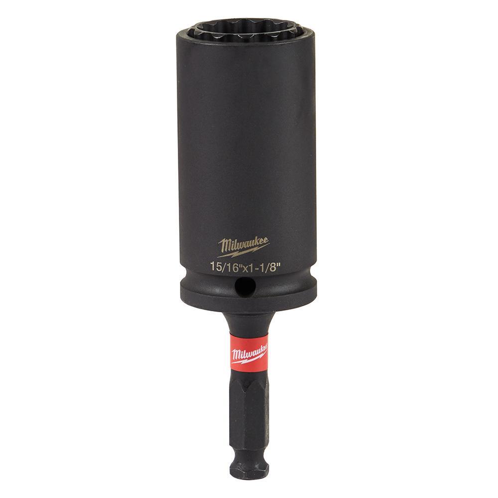Milwaukee® 49-66-5124 SHOCKWAVE™ Lineman 2-in-1 Socket, 1/2 in Hex x Square Drive, 15/16 x 1-1/8 in, 12 Points